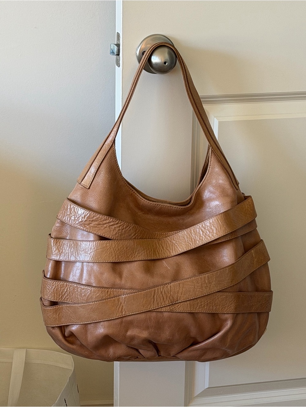 ROMYGOLD Large Bronze Tan Shoulder Bag Hobo Tote
